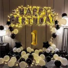 Gold & SIlver Theme 1st Birthday Balloon Decoration Kit , Multicolor, Pack Of 69