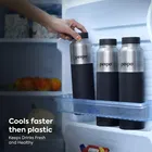 Pexpo Crown 1000 Stainless Steel Sports/Fridge Water Bottle with Sipper Cap - 950ml | BPA Free - Silver & Knight Black