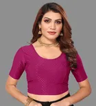 Half Sleeves Stitched Blouse for Women (Pink, 30)