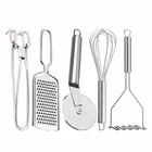 Oc9 स्टेनलेस स्टील यूटिलिटी पकड़ & चीज़ ग्रेटर & एग व्हिस्क & पिज़्ज़ा कटर & पोटैटो मेशर फॉर किचन टूल सेट
