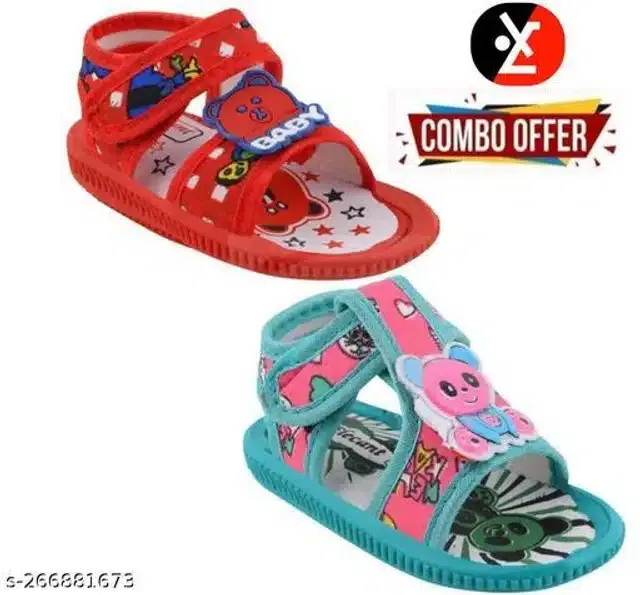LifeO Sandals for Kids (Red & Sky Blue, 18-24 Months) (Set of 2)