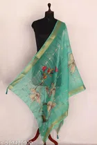 Art Silk Printed Dupatta for Women & Girls, Green 