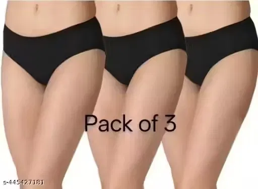 Cotton Blend Briefs for women (Black) (Pack of 3) (XL)