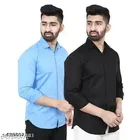 Cotton Blend Solid Shirt for Men, Black 