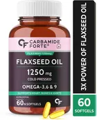 CARBAMIDE FORTE Flaxseed Oil Capsules 1250mg Cold Pressed with Omega 3 6 9 | Alsi Seeds Capsules (60 No)