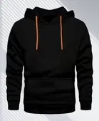 Fleece Printed Hoodie for Men (Black, M)