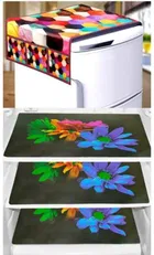 Knit Printed Fridge 3 Pcs Mat with Top Cover 
