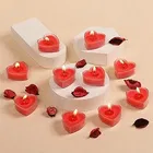 Heart Shaped Unscented Candles (Red, Pack of 10)