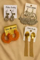Pack of 4 Assorted Designer Jhumka Earrings for Women and Girls
