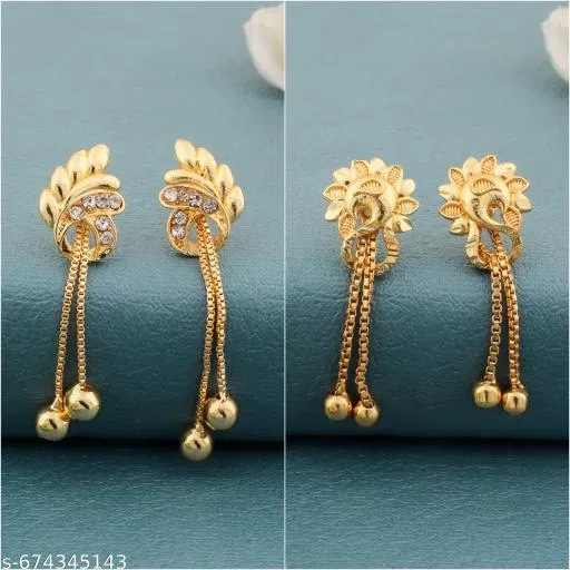 Gold-Plated Earrings/Studs/Bali Combo For Women'S/Girls