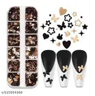 3D Shell Flower, Nail Art Palette Decorations, 12 Grids Arora Bow Butterflyy, Nail decorations Art Accessories Jewelry DIY For Manicure Design Accessories