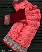 Georgette Printed Saree for Women, Peach 