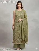 Embroidered Floral Georgette Punjabi/All Over Suits Semi-Stitched Suits 
