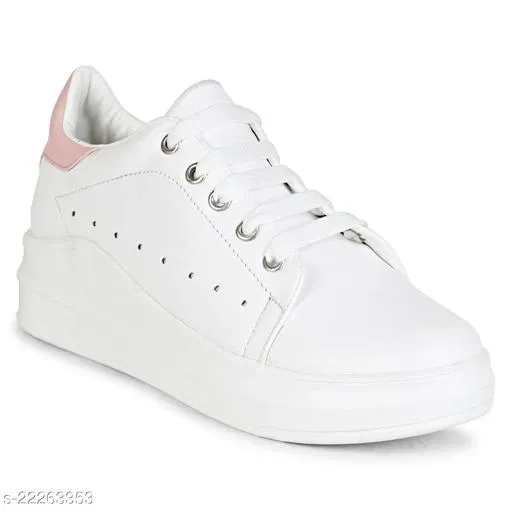 Casual Shoes for Women (White & Pink, 4)