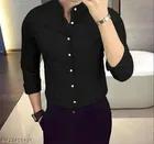 Cotton Solid Shirt for Men, Black 