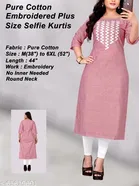 Solid Embroidered Cotton Kurti for Women 