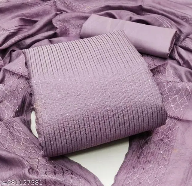 Embellished Unstitched Suit for Women (Lavender, 2.25 m)