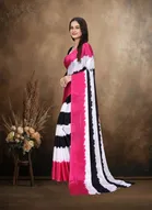 Art Silk Printed Saree for Women, Pink 