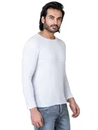 Cotton Blend Round Neck T-shirt for Men, White 