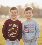 Round Neck Printed Wool Sweat Shirt For Boys, Multicolour 