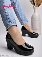Patent Leather Round Toe Heel Sandals for Women 