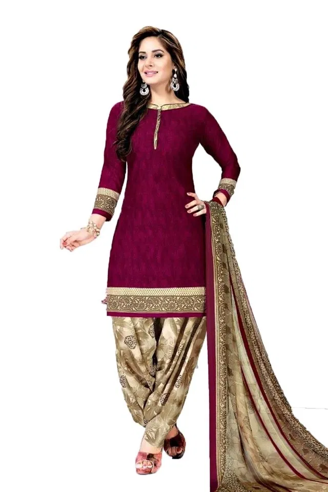 Yashika Unstitched Crepe Salwar Suit Material (Purple) (Y-315)