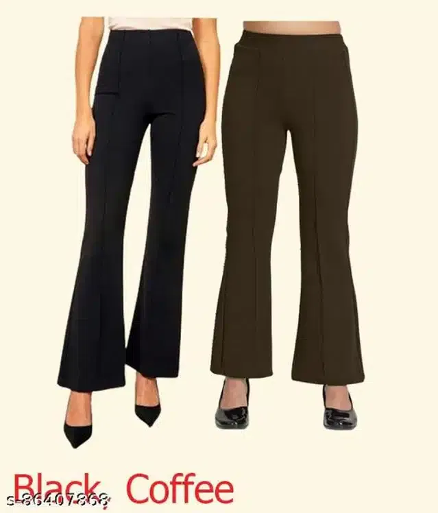 Cotton Linen Trouser for Women (Black & Brown, 26)
