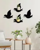 Star blackWooden Wall Hanging ,Black, Pack of 4