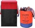 Canvas Laundry Basket,Red & Black,  