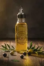 Transparent Plastic Round Oil Dispenser with Trigger Spout 