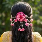 Samridhi Pink Flower Gajra Set Hair Accessories