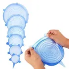 Dust N Shine Silicone Stretch Lids, Multi Size Reusable Silicone Lids Food and Bowl Covers, Dishwasher and Freezer Safe -Blue ( Pack of 6)