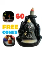Resin Shiva Murti Showpiece with 60 Pcs Backflow Smoke Cones (Black, Set of 1)