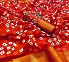 Linen Bandhani Saree for Women 