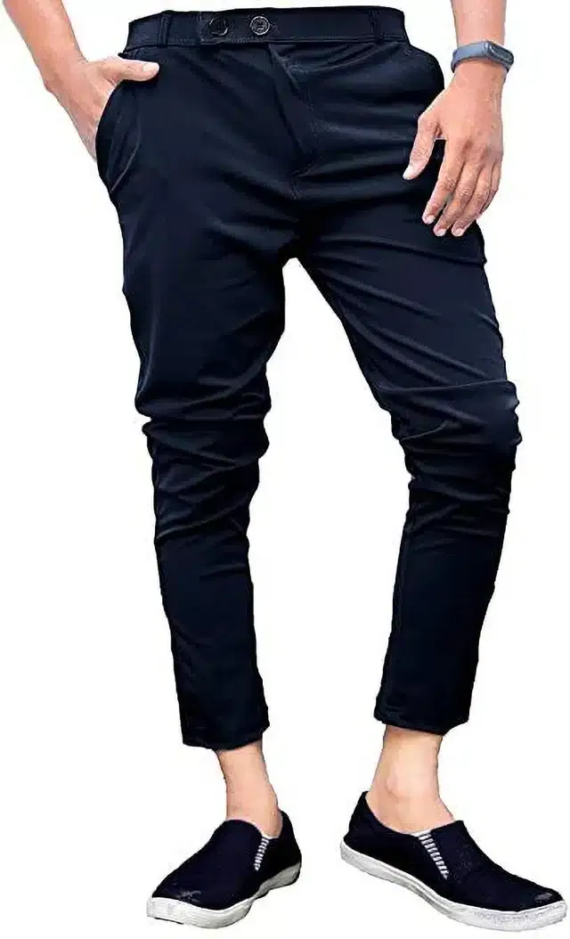 Lycra Blend Trouser for Men (Navy Blue, 30)