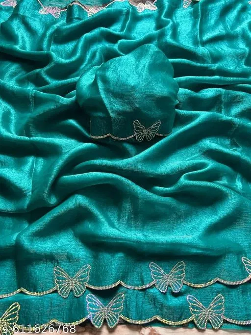 Silk Solid Saree for Women, Teal (6.3 M)