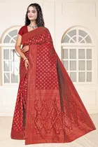 Jacquard Woven Design Saree for Women, Maroon 