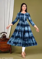 Rayon Printed Anarkali Kurti for Women 