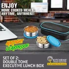 Dual Tone Lunch Box With 2 Steel Containers And 1 Bag