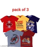 Round Neck T-Shirts for Boys (Multicolor, 5-6 Years) (Pack of 3)