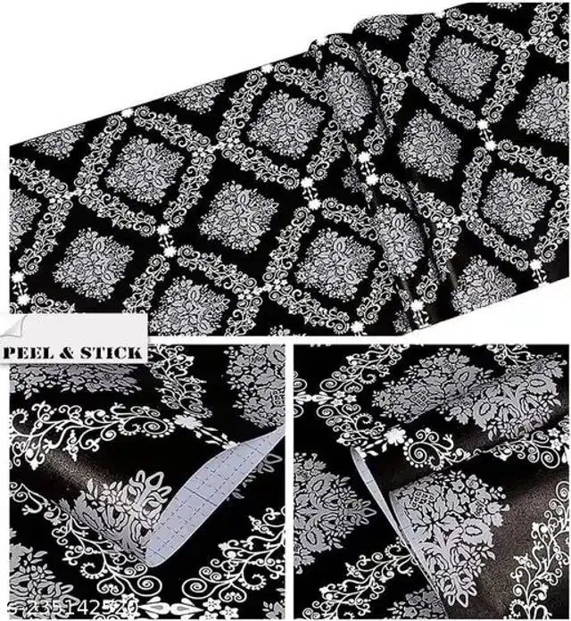 Vinyl Wallpaper for Home (Black, 45x250 cm)