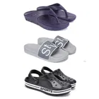 Combo of Clogs with Sliders & Flipflops for Men (Multicolor, 7) (Set of 3)