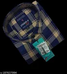 Cotton Blend Checkred Shirt for Men, Cream & Blue 