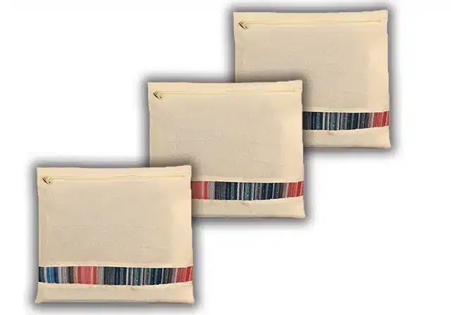 Cotton Saree Cover with Zip Closure for Clothes (Pack of 3, White)