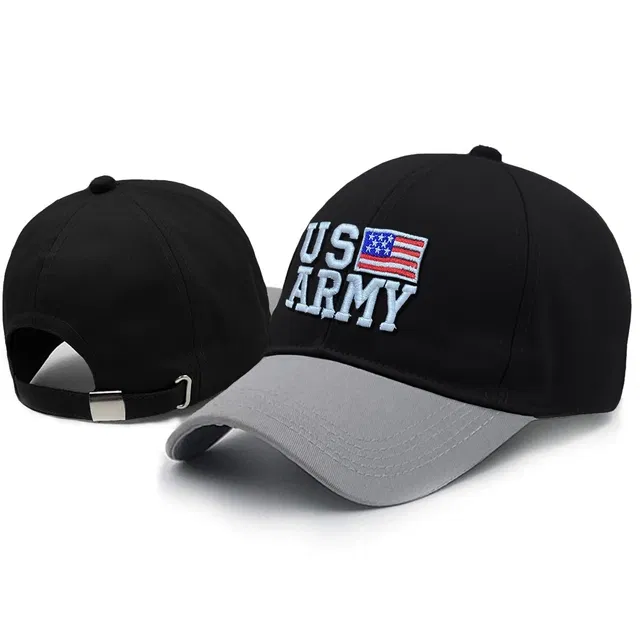 US Army Printed Elite Cap for Men (Black & Grey, Free Size)