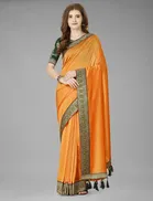 Vichitra Solid Saree for Women 