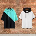 Cotton Blend Colorblocked Hoodie for Men 