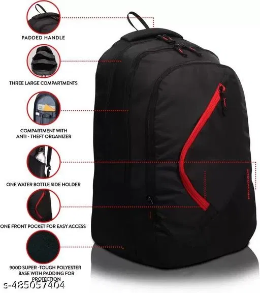 Polyester Backpack for Men & Women, Black