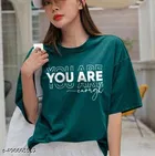 Cotton Blend Printed T-shirt for Women, Green 