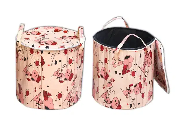 PVC Printed Round Laundry Bag (Multicolor, 60 L)